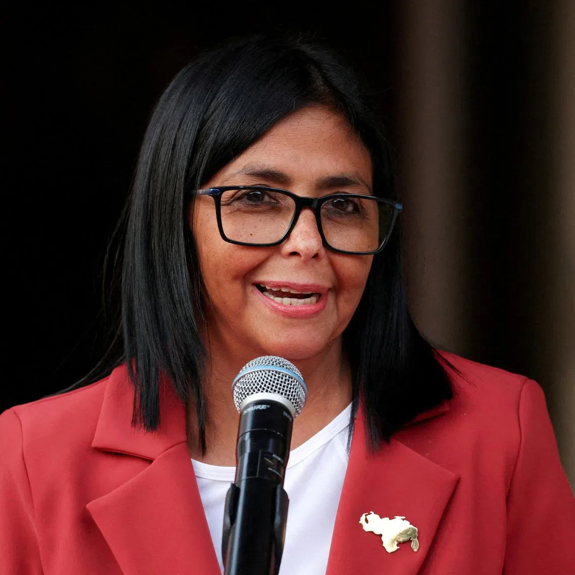 FILE PHOTO: Venezuela's interim President Delcy Rodriguez speaks as she meets with U.S. Interior Secretary Doug Burgum (not pictured), in Caracas, Venezuela, March 4, 2026. REUTERS/Leonardo Fernandez Viloria/File Photo