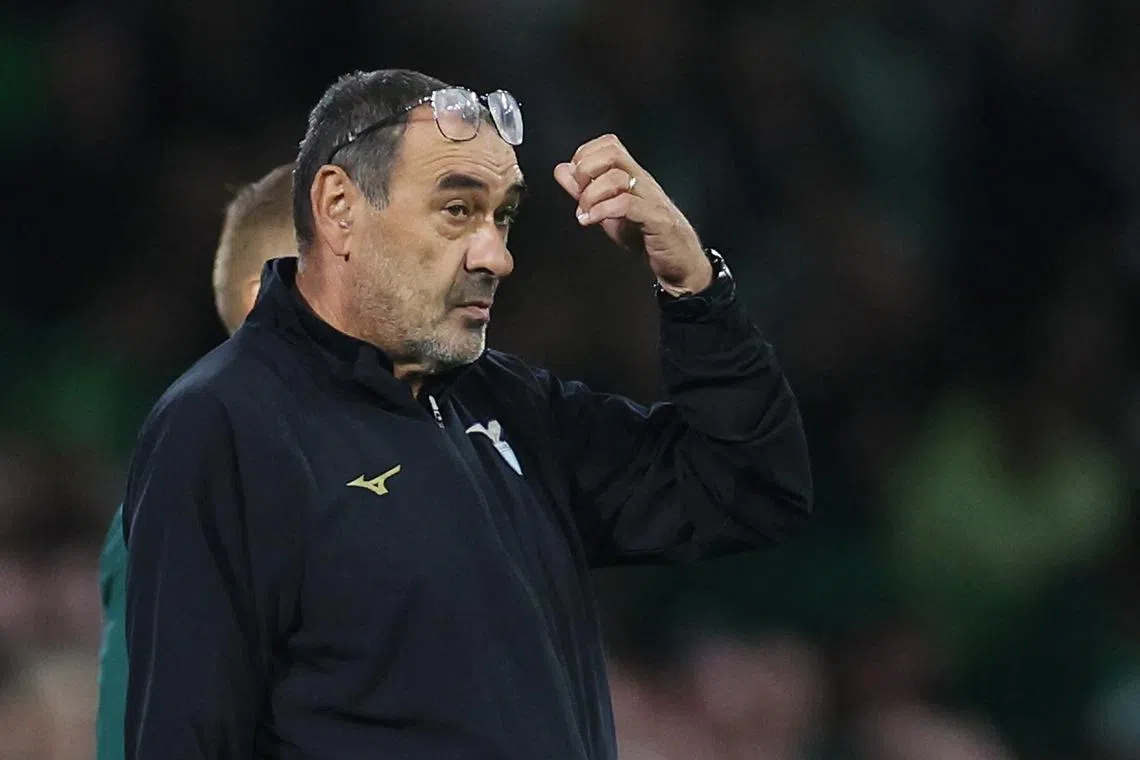 Soccer Football - Champions League - Group E - Celtic v Lazio - Celtic Park, Glasgow, Scotland, Britain - October 4, 2023 Lazio coach Maurizio Sarri REUTERS/Russell Cheyne