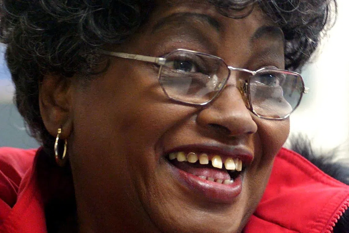 Claudette Colvin, who was attending Booker T. Washington Magnet High School in 1955 when she was arrested for not giving up her seat on a Montgomery city bus, visits the school in Montgomery, Alabama, U.S. February 3, 2005. Mickey Welsh/USA Today Network via REUTERS