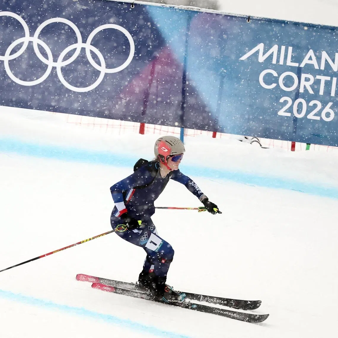 Milano Cortina 2026 Olympics - Ski Mountaineering - Women's Sprint Heats - Stelvio Ski Centre, Bormio, Italy - February 19, 2026. Emily Harrop of France in action during Women's Sprint Heats REUTERS/Christian Hartmann