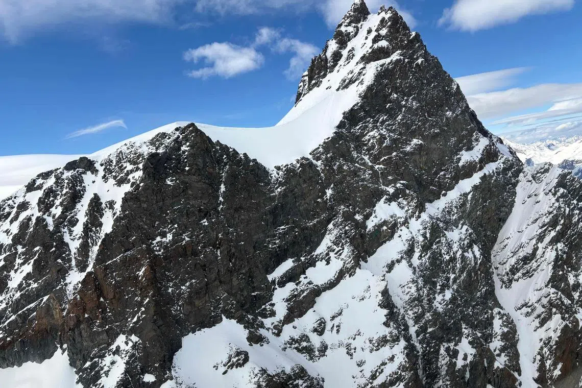 The Rimpfischhorn mountain peak where five skiers found dead on the Adler glacier in Zermatt region.