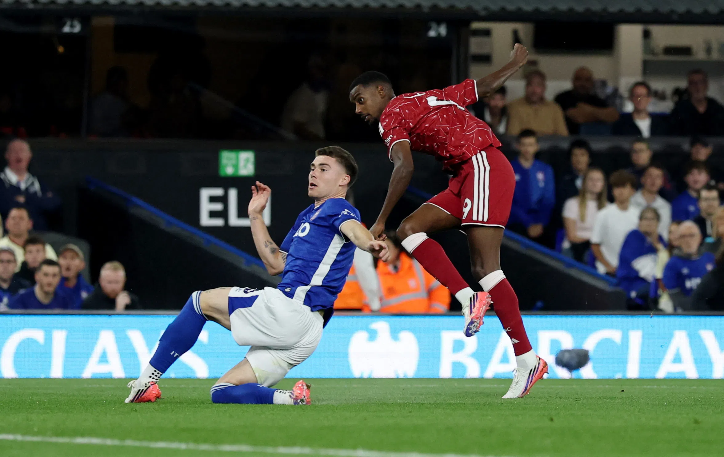 Alexander Isak scores his first goal of the match for Liverpool.