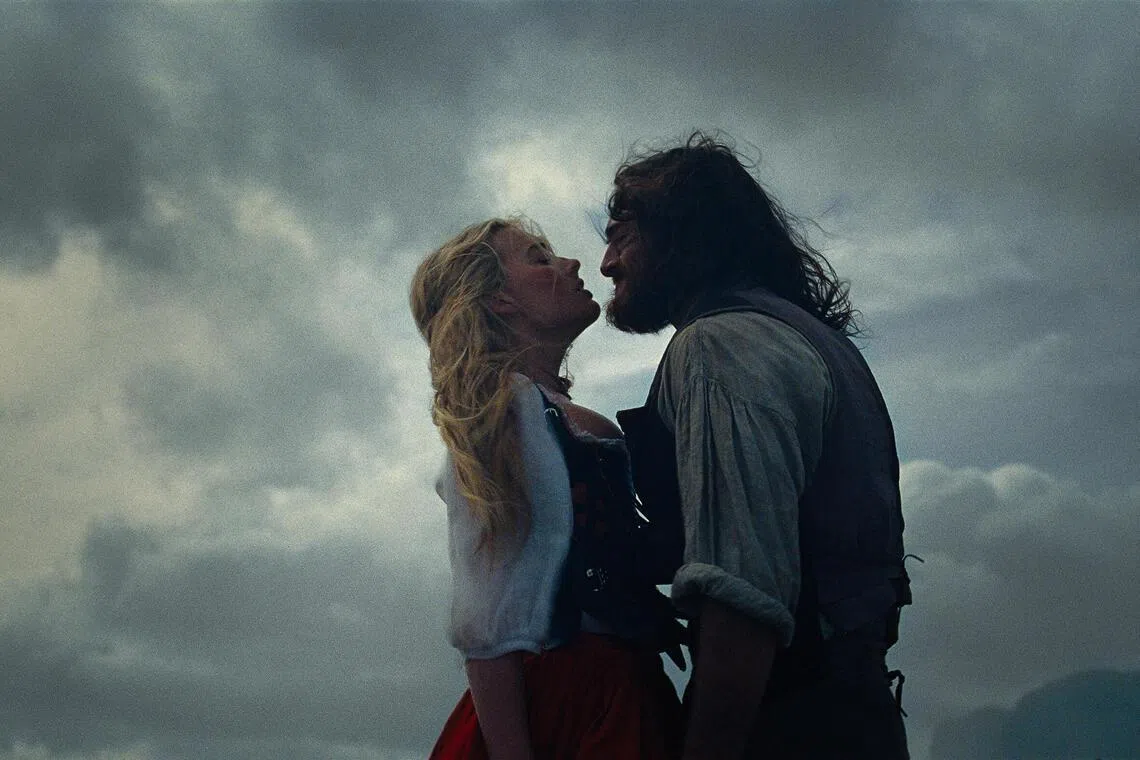 From left: Margot Robbie and Jacob Elordi in Wuthering Heights.