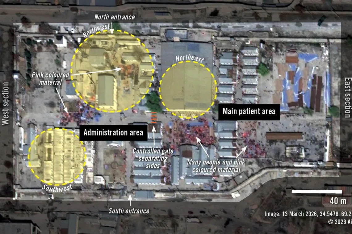 A satellite image shows a drug rehab centre in Kabul, Afghanistan, March 13, 2026. Amnesty International/Pleiades Neo©Airbus DS 2026/Handout via REUTERS