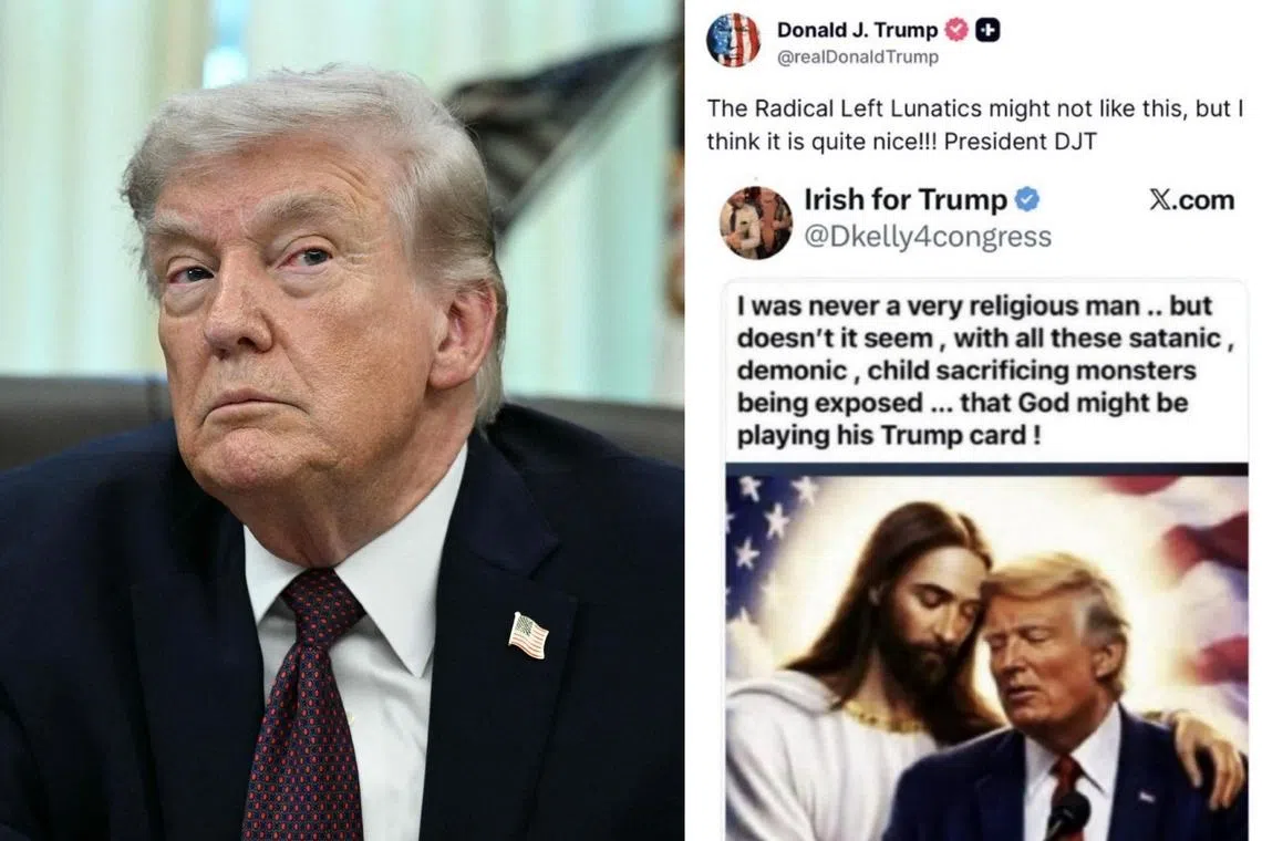 Mr Trump reposted an image to his Truth Social account, of an embrace from Jesus, saying that he thought it was "quite nice".