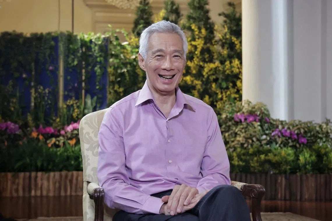 (PLEASE NOTE: EMBARGOED UNTIL 6PM ON MAY 10, 2024) Prime Minister Lee Hsien Loong during an interview (Chinese session) at the Istana on April 28, 2024. ST PHOTO: KEVIN LIM