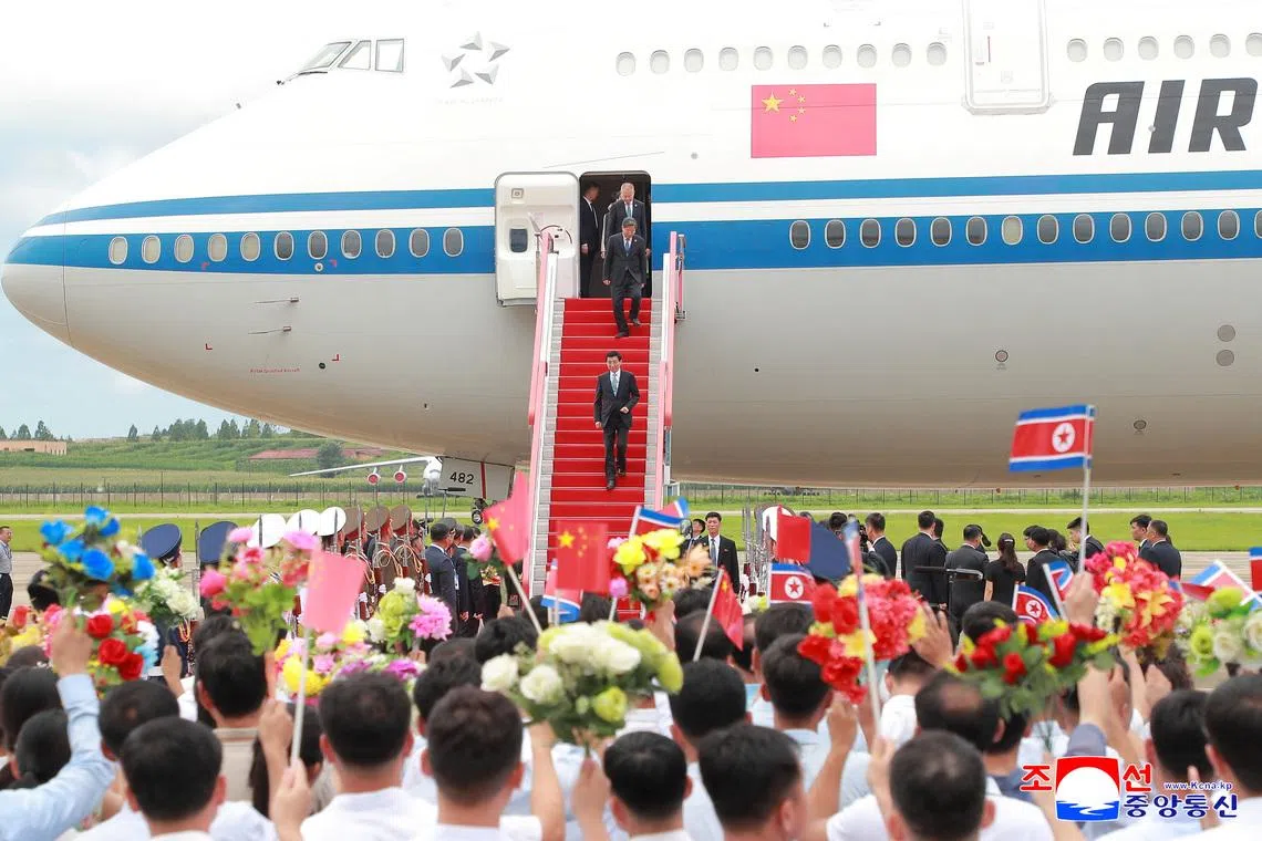 The Chinese delegation led by Wang Huning arrived in Pyongyang on July 15, at the invitation of North Korea.