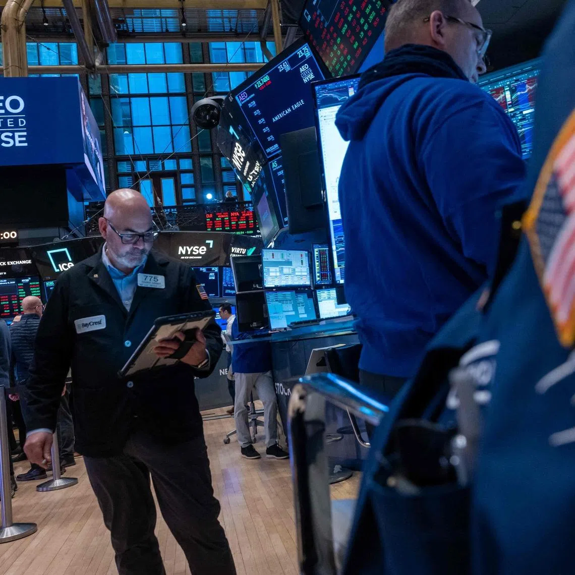 Traders working on the floor of the New York Stock Exchange, in New York City.