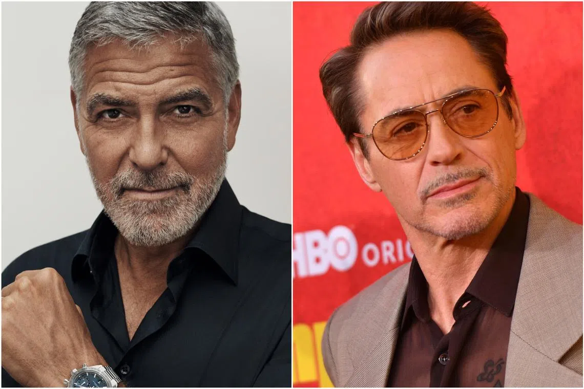 Hollywood star George Clooney (left) and US actor Robert Downey Jr will be making their Broadway debuts in 2024.