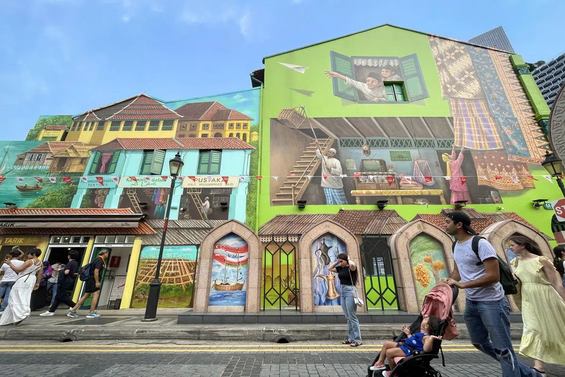 Singaporean artist Yip Yew Chong's mural at the side of a shophouse at 92 Arab Street., which was completed on Aug 12.