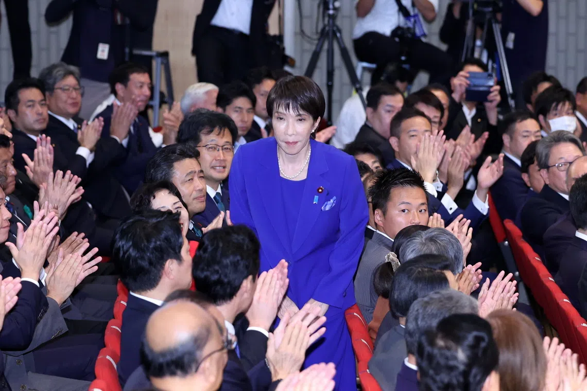 Ms Sanae Takaichi was chosen leader of Japan's ruling party on Oct 4.