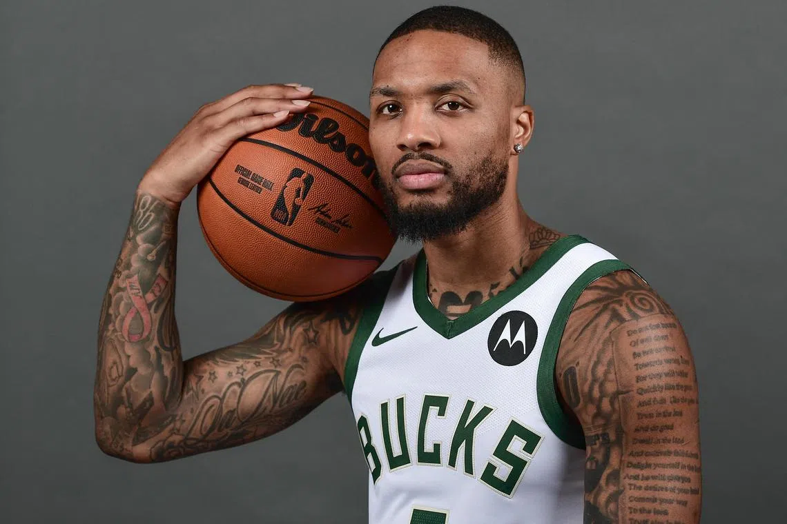 Milwaukee Bucks guard Damian Lillard during Media Day at Fiserv Forum on Sept 30.