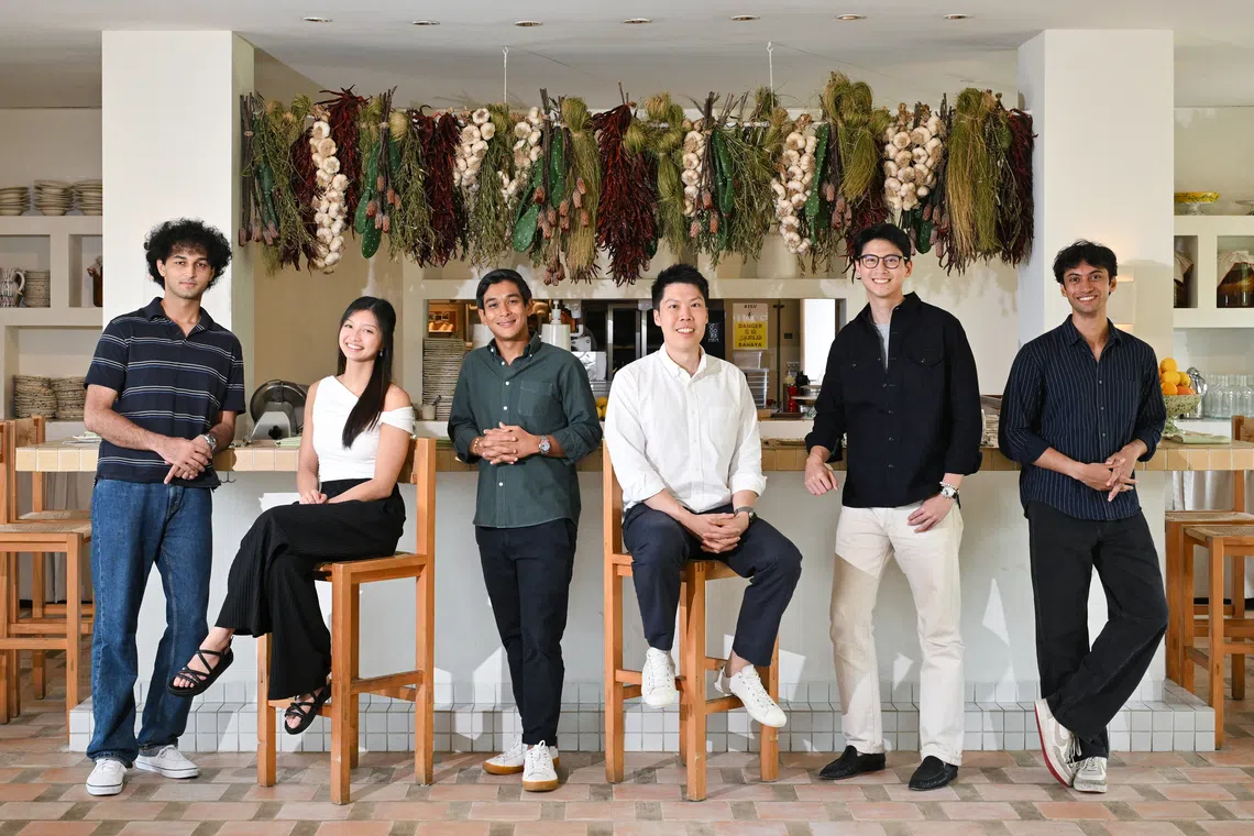 (From left) Khizer Khan, Management Associate; Daphne Tan, Management Associate; Marcus Pereira, Associate Director of Business Development and Strategy; Gao Rifeng, Chief Operating Officer and Chief Financial Officer; Ryan Michael Minjoot, Special Projects Lead; Siddharth Chintalacheruvu, Management Associate; from The Lo & Behold Group.