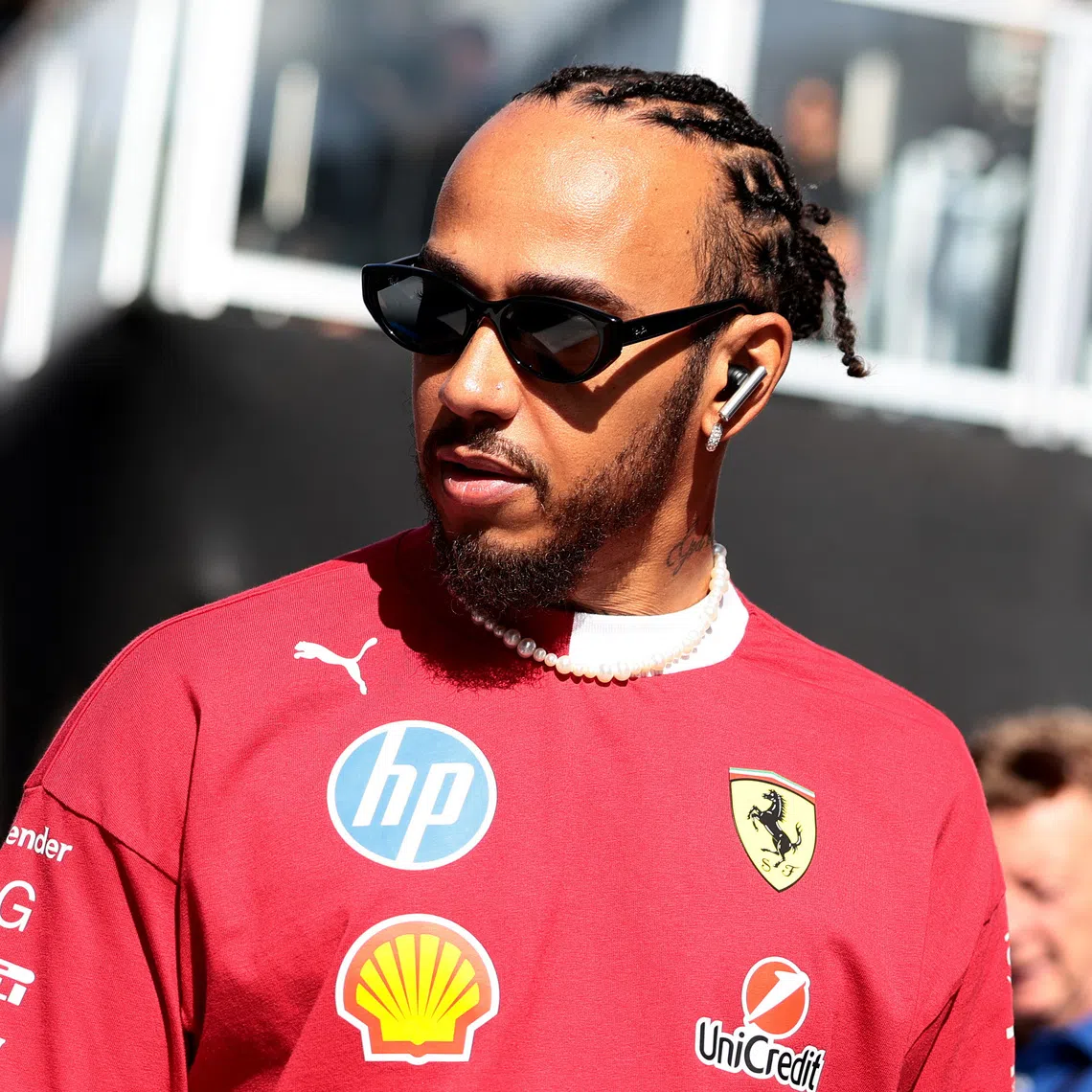 Formula One F1 - United States Grand Prix - Circuit of the Americas, Austin, Texas, U.S. - October 17, 2025 Ferrari's Lewis Hamilton arrives ahead of practice REUTERS/Evelyn Hockstein
