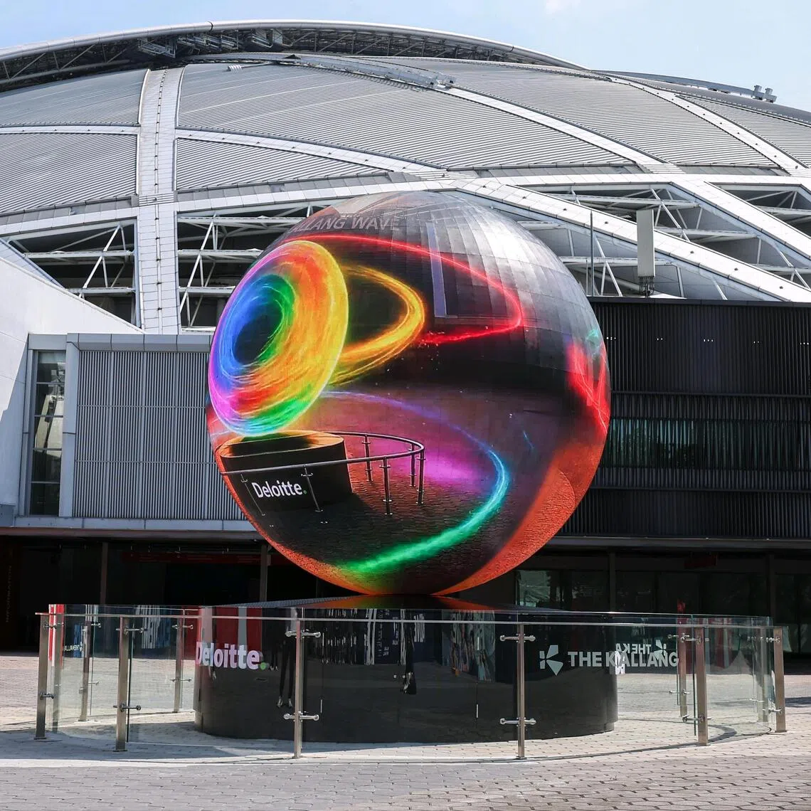 The Deloitte Sphere, Singapore’s largest outdoor LED sphere, will serve as a new gathering point at The Kallang, featuring immersive and dynamic digital content.