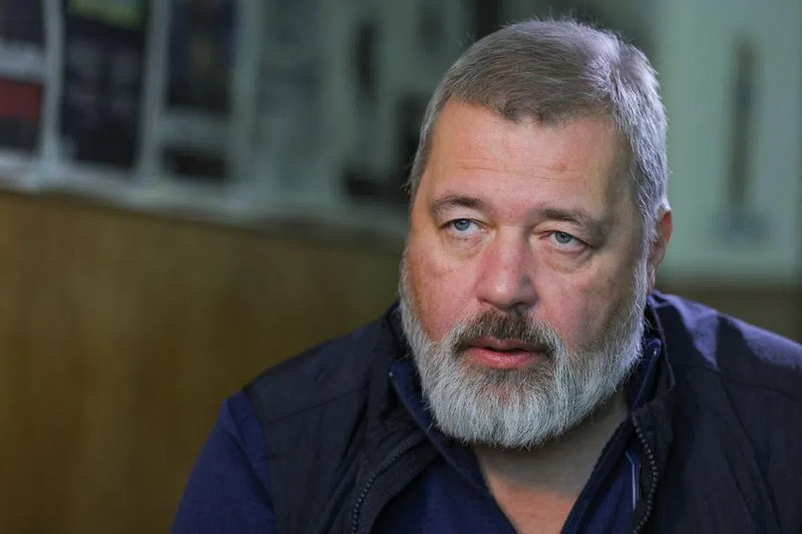 FILE PHOTO: Dmitry Muratov, Nobel Peace Prize laureate and editor-in-chief of the investigative newspaper Novaya Gazeta, attends an interview with Reuters in Moscow, Russia September 22, 2022. REUTERS/Evgenia Novozhenina/File Photo