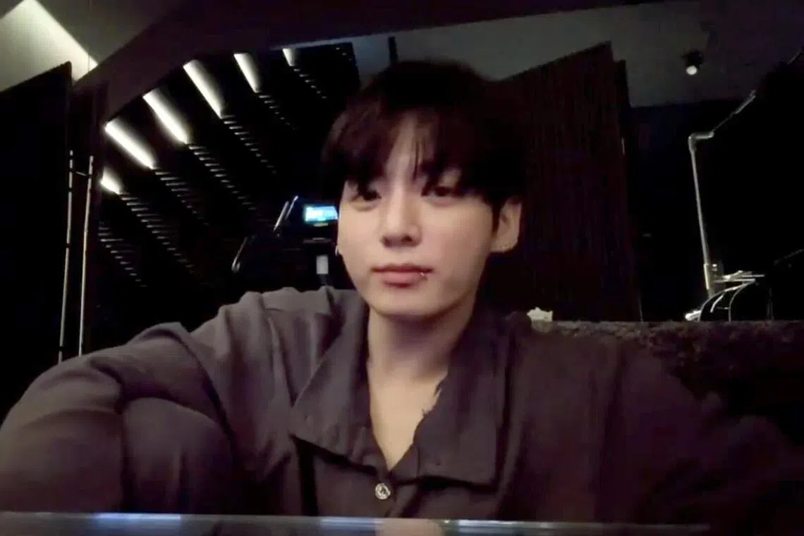BTS' Jungkook in a Weverse live stream on April 8