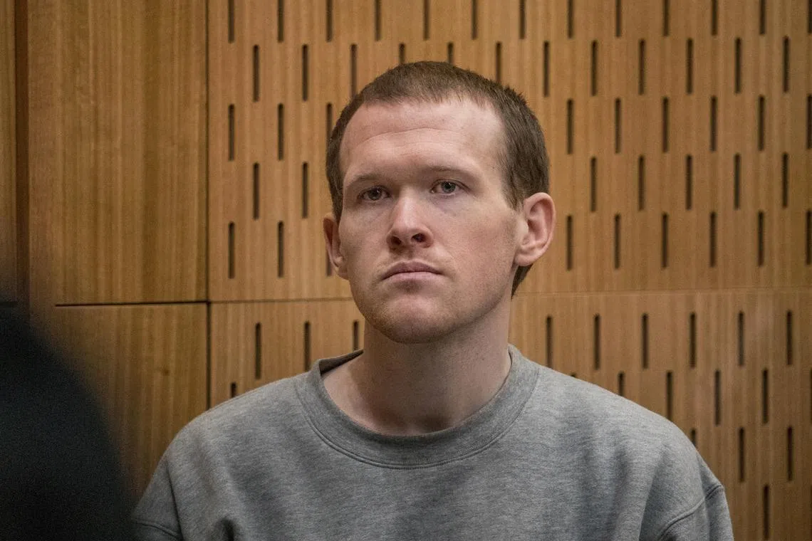 Brenton Tarrant, the gunman who shot and killed worshippers in the Christchurch mosque attacks, listens as Crown prosecutor Mark Zarifeh delivers his submission during Tarrant's sentencing at the High Court in Christchurch, New Zealand, August 27, 2020.  John Kirk-Anderson/Pool via REUTERS/File Photo
