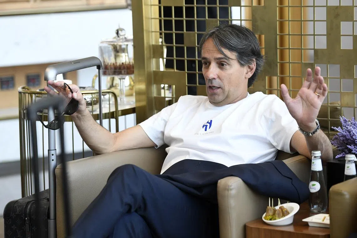 FILE PHOTO: Soccer Football - Club World Cup - Al Hilal depart for the Club World Cup - King Khalid International Airport, Riyadh, Saudi Arabia - June 13, 2025 Al Hilal coach Simone Inzaghi at King Khalid International Airport REUTERS/Stringer/File Photo