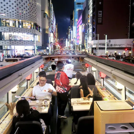 Tourists from Oct 10 can dine on a conveyor-belt Sushi Bus as they see the Japanese capital’s sights.