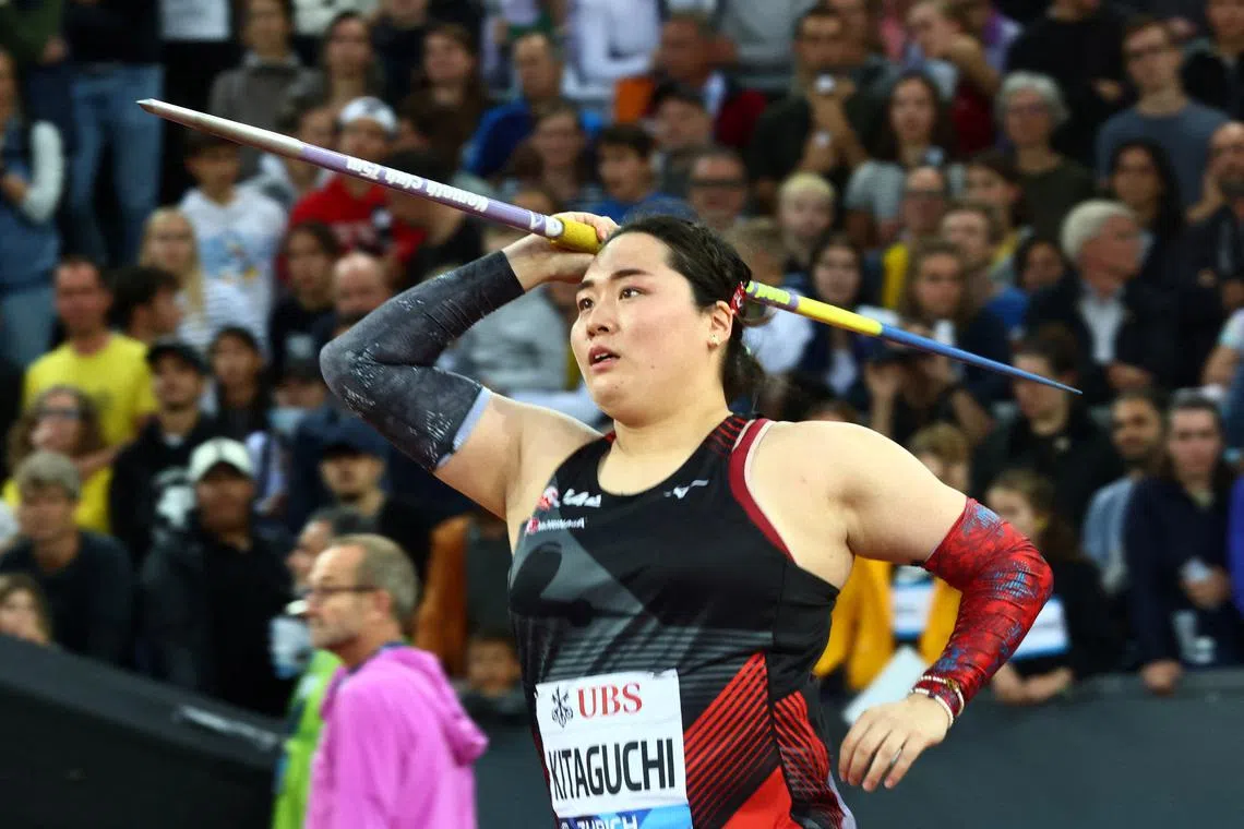 FILE PHOTO: Athletics - Diamond League - Final - Zurich - Letzigrund, Zurich, Switzerland - August 28, 2025 Japan's Haruka Kitaguchi in action during the Women's Javelin Throw Final REUTERS/Denis Balibouse/File Photo