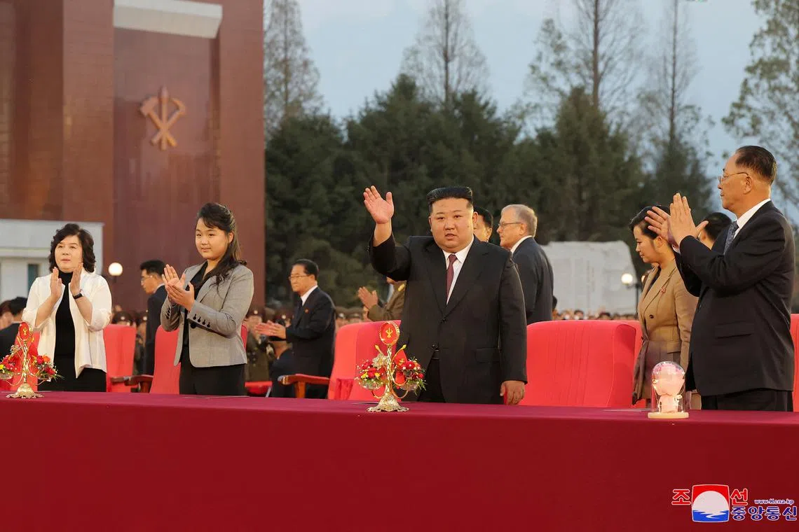 North Korean leader Kim Jong Un and his daughter Kim Ju Ae attend a celebration of the 79th anniversary of the founding of the Workers' Party of Korea in Pyongyang, North Korea, October 10, 2024, in this photo released by North Korea's official Korean Central News Agency.    KCNA via REUTERS