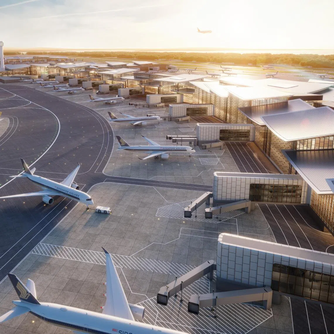 Changi Airport’s fifth terminal will be as big as Terminals 1 to 4 combined. It is slated to open in the mid-2030s.