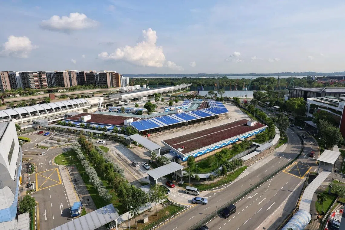 The old bus interchange, which will be used as a new housing plot, next to Pasir Ris MRT station on Sept 25, 2025.