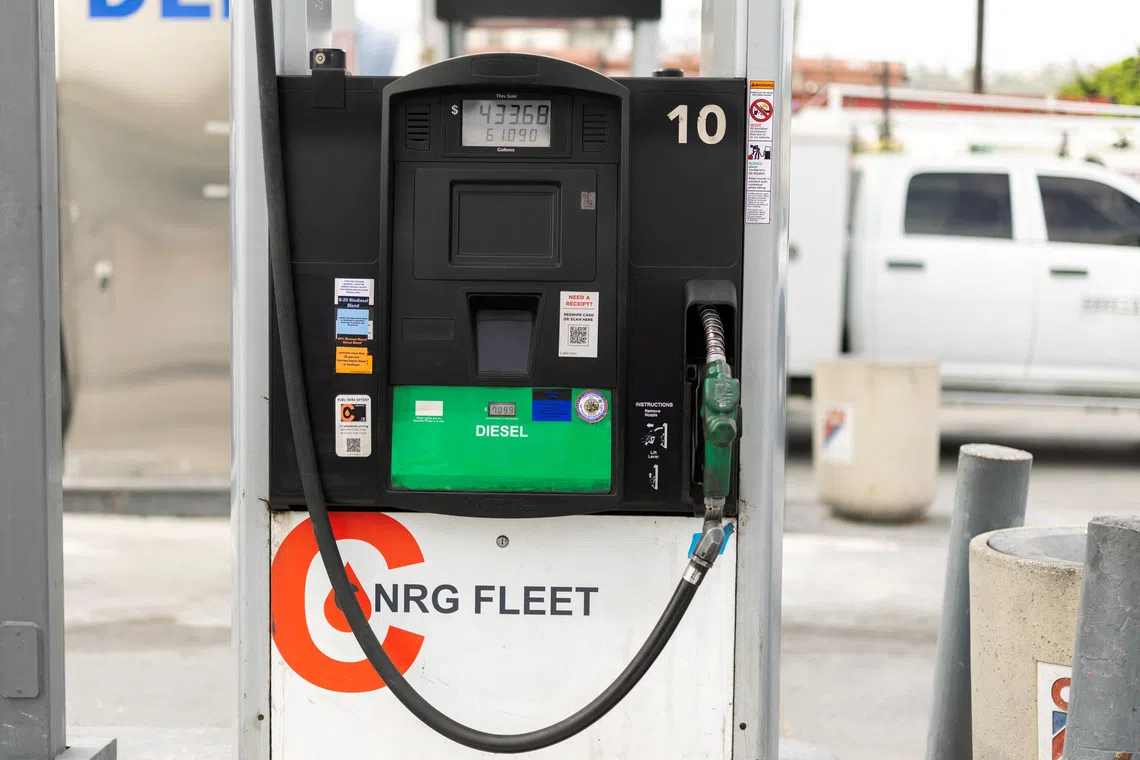 US diesel prices rose nearly 10 cents a gallon in the latest week to an average of US$6.28.