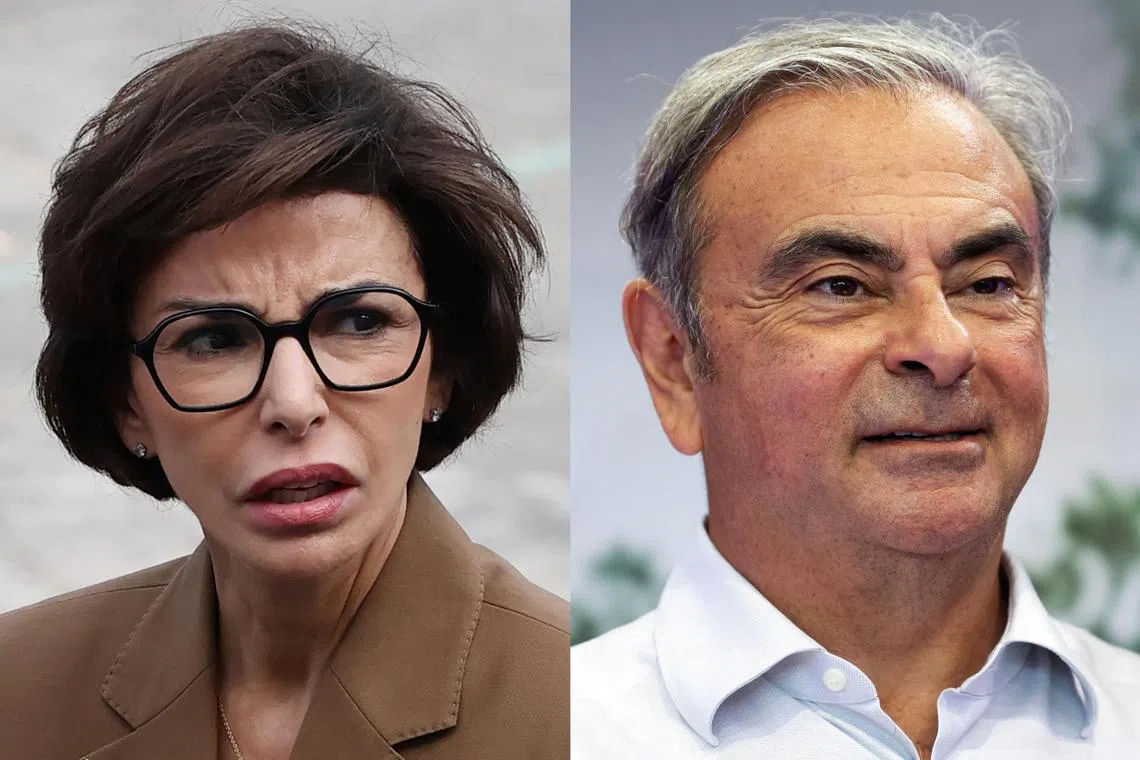 French Culture Minister Rachida Dati (left) and former automobile executive Carlos Ghosn are to stand trial for alleged corruption and abuse of power in a case focusing on consulting fees.