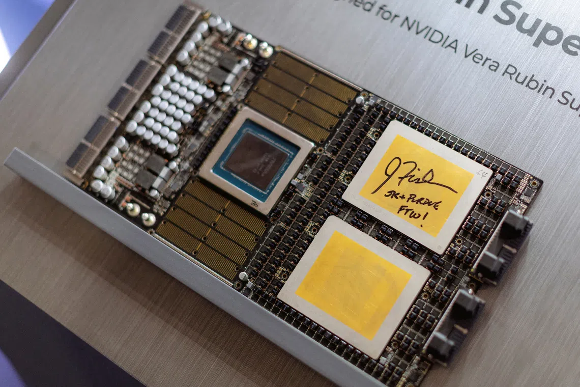 A semiconductor chip at the groundbreaking event hosted by SK Hynix and Purdue University.