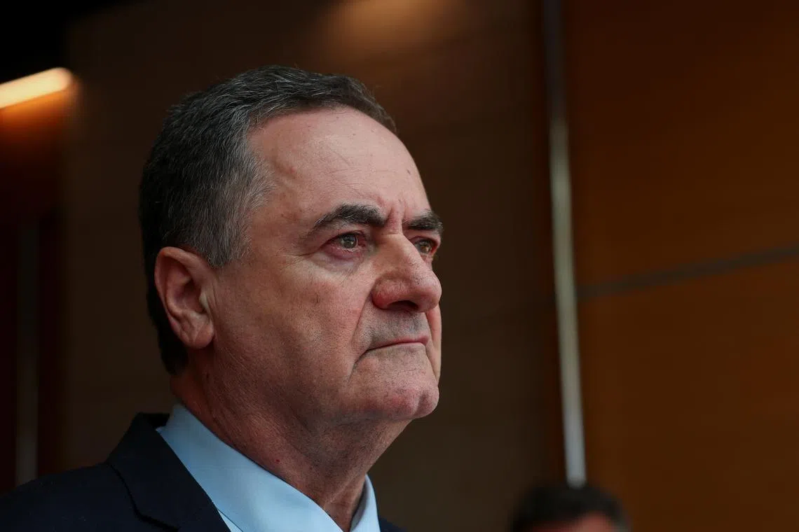 Israeli Foreign Minister Israel Katz waits for his British and French counterparts ahead of a meeting, amid the conflict between Israel and Hamas, in Jerusalem August 16, 2024. REUTERS/Florion Goga/File Photo