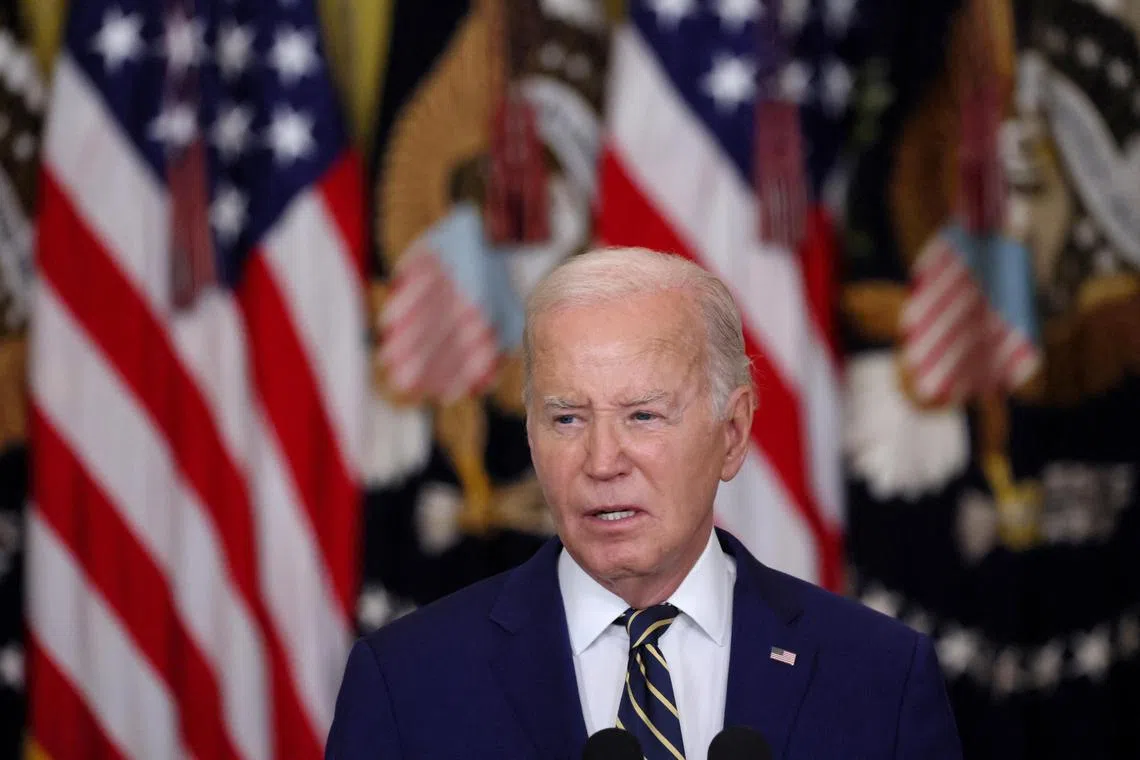 US President Joe Biden speaking at the White House on June 4.