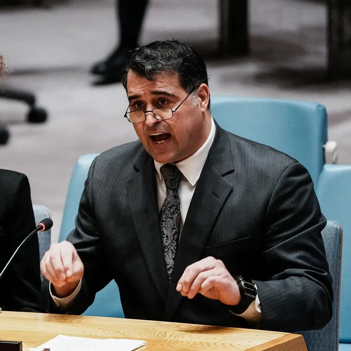 Iranian human rights activist Ahmad Batebi at a meeting of the UN Security Council on Iran on Jan 15. An official said the authorities have verified at least 5,000 deaths in protests in the country.