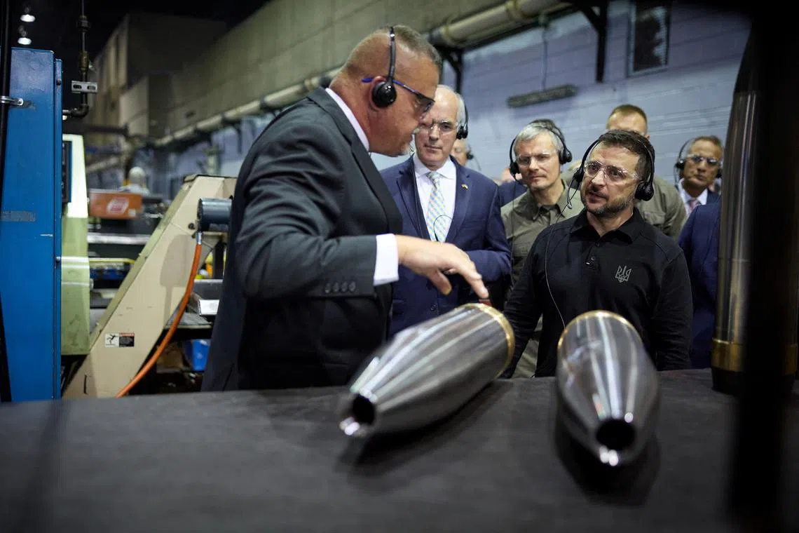 Ukraine's President Volodymyr Zelenskiy visits the Scranton Army Ammunition Plant in Scranton, Pennsylvania, U.S., September 22, 2024. Ukrainian Presidential Press Service/Handout via REUTERS