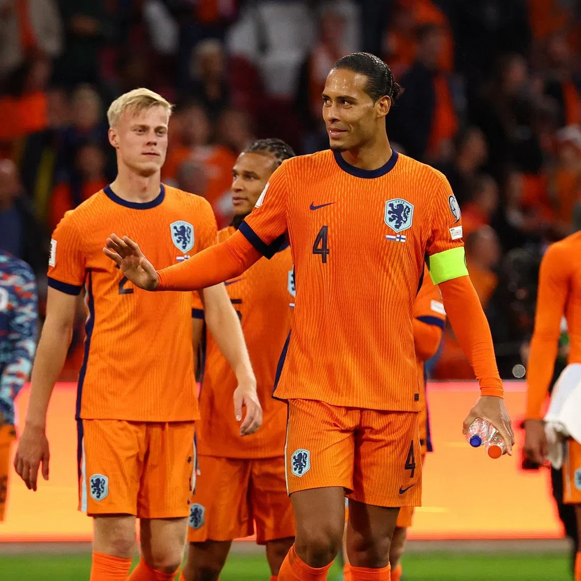 Soccer Football - FIFA World Cup - UEFA Qualifiers - Group G - Netherlands v Finland - Johan Cruyff Arena, Amsterdam, Netherlands - October 12, 2025  Netherlands' Virgil van Dijk celebrates after the match REUTERS/Piroschka Van De Wouw