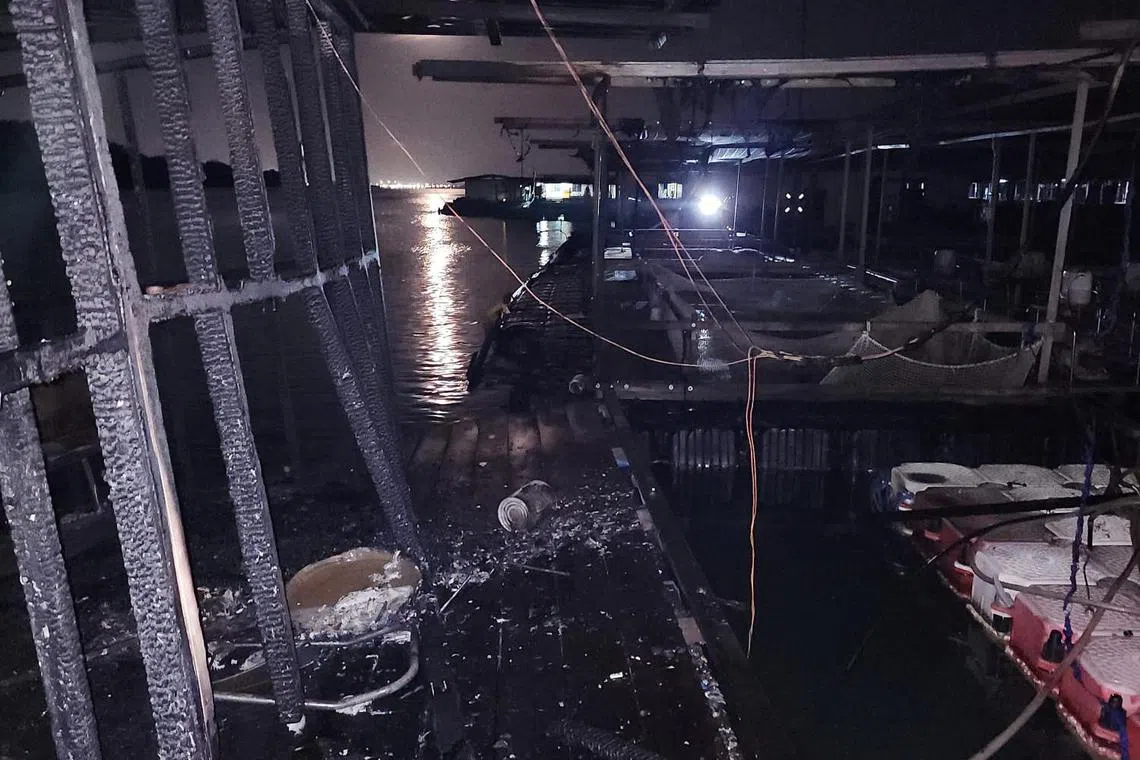 The fire involved a generator on the fish farm.