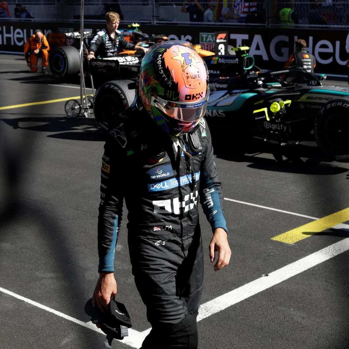 A disappointed McLaren driver Lando Norris after finishing third in the Spanish Grand Prix in Madrid on Sept 13.