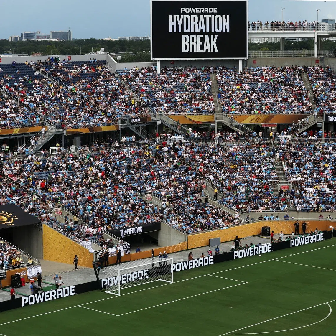 FILE PHOTO: Soccer Football - FIFA Club World Cup - Group G - Juventus v Manchester City - Camping World Stadium, Orlando, Florida, U.S. - June 26, 2025 General view inside the stadium during a hydration break REUTERS/Amanda Perobelli/File Photo