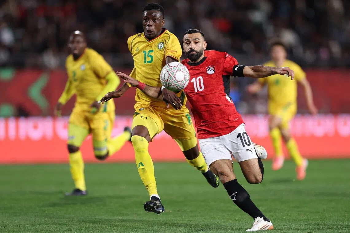 Egypt and Liverpool striker Mohamed Salah in action against Zimbabwe in Morocco on Dec 22.