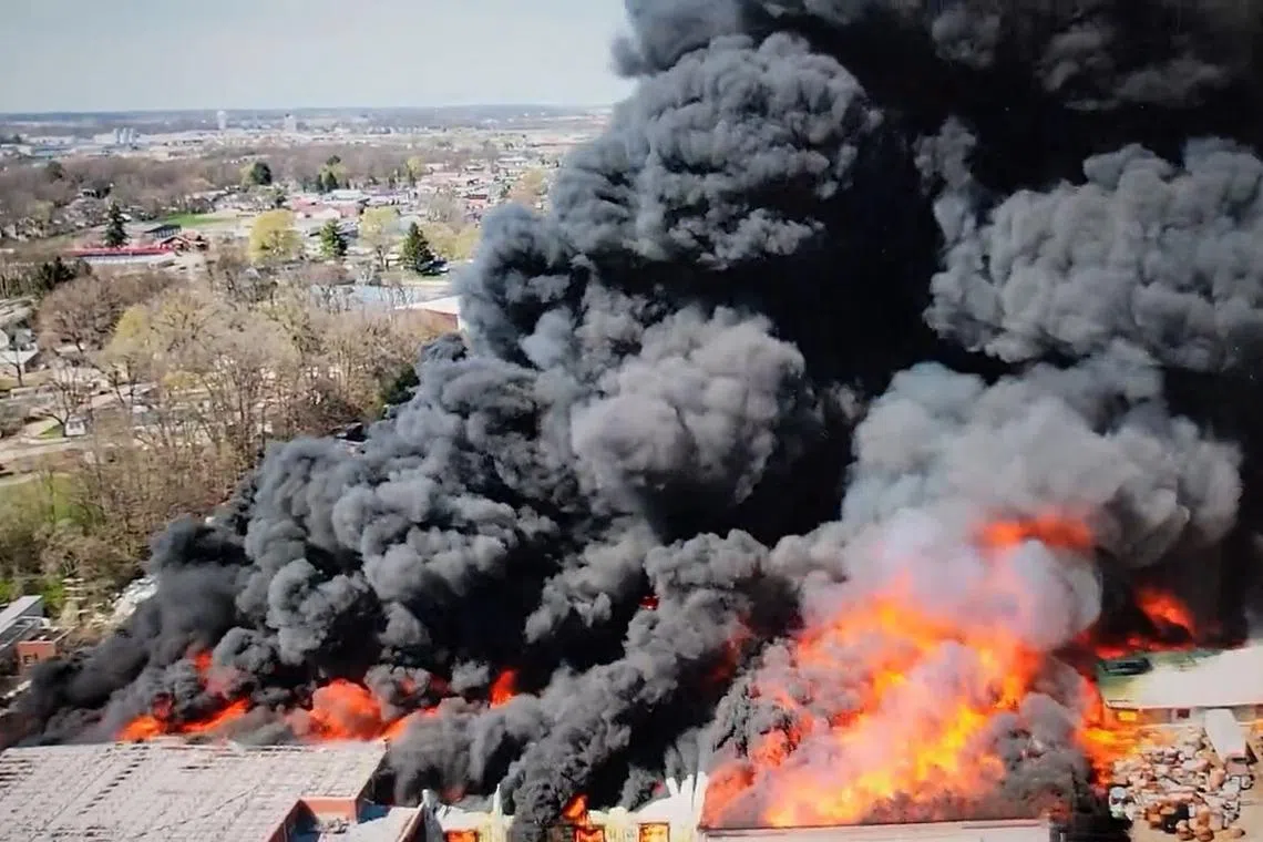 The fire in the city of Richmond, Indiana, was said to be under control but still burning.