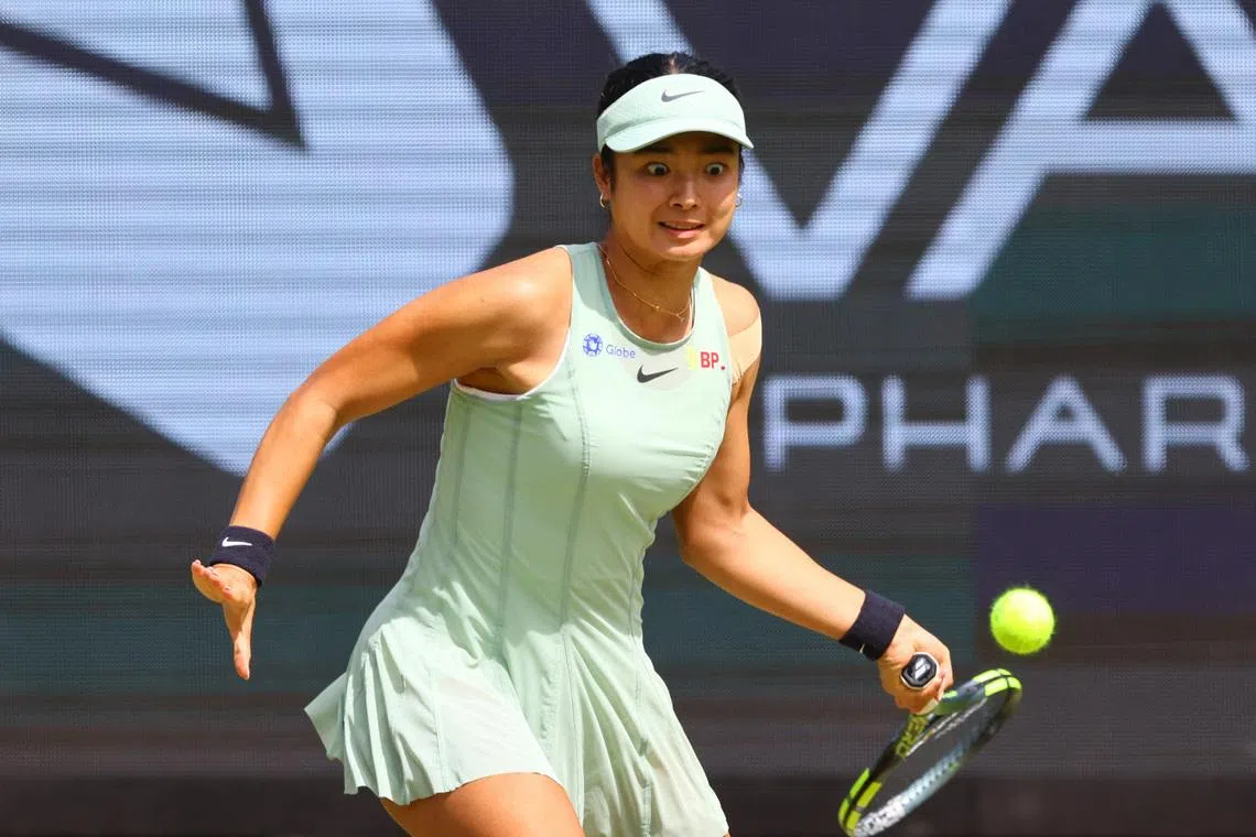 Tennis - WTA 500 - Berlin Open - Steffi Graf Stadium, Berlin, Germany - June 17, 2026 Philippines' Alexandra Eala in action during her round of 32 match against Croatia's Donna Vekic REUTERS/Fabrizio Bensch