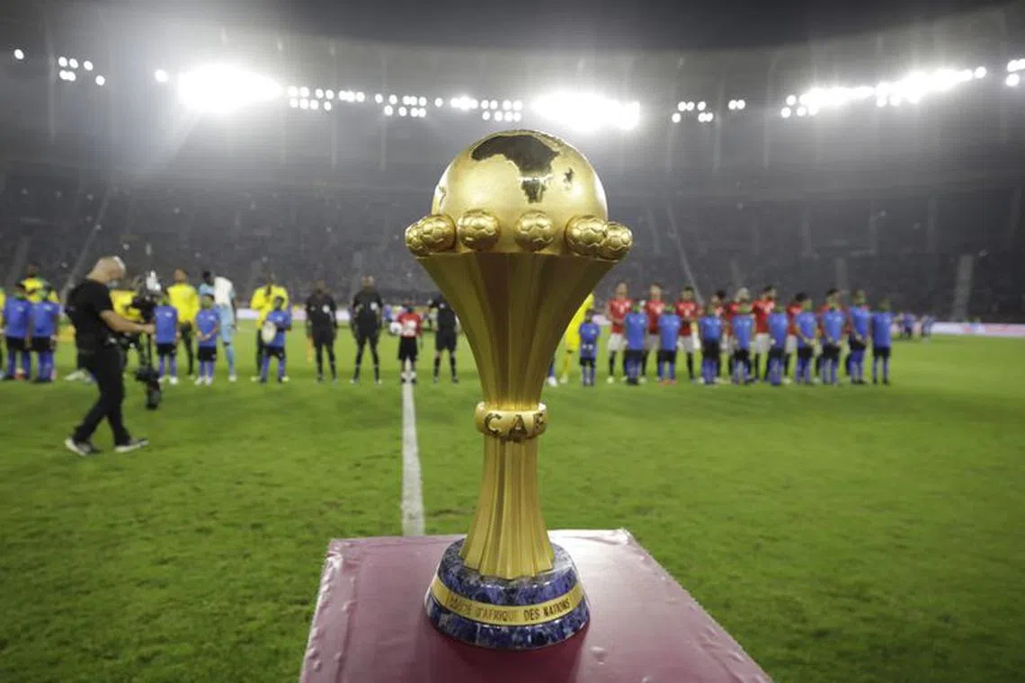 FILE PHOTO: Soccer Football - Africa Cup of Nations - Final - Senegal v Egypt - Olembe Stadium, Yaounde, Cameroon - February 6, 2022 General view of the Africa Cup of Nations trophy on display before the match REUTERS/Mohamed Abd El Ghany/File Photo