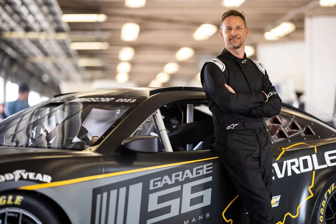 Jenson Button of Great Britain poses for a photo during the Nascar Project 56 Test at Daytona International Speedway on January 31, 2023 in Daytona Beach, Florida.