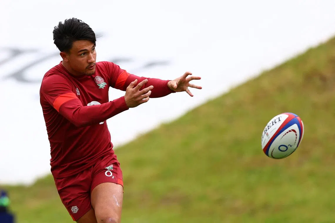FILE PHOTO: Rugby Union - Summer Series - England Training - Pennyhill Park, Bagshot, Britain - May 28, 2024 England's Marcus Smith during training Action Images via Reuters/Matthew Childs