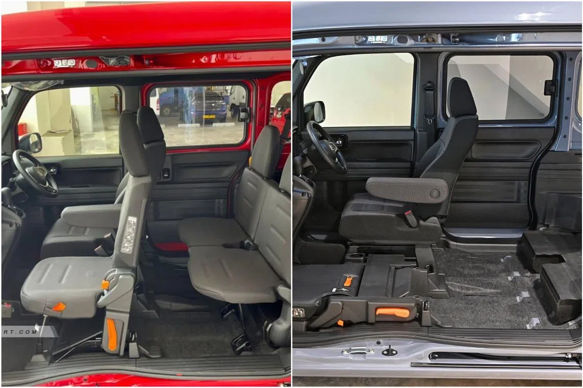 Owners found to have illegally modified vans with seating in the rear compartment (left) can be fined, or jailed or both. On the right is a van with no modifications.