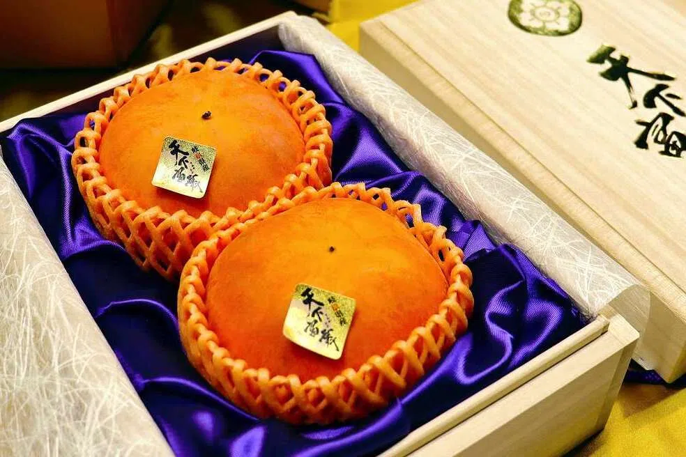 The persimmons fetched record high price of ¥1.11 million (S$9,310) for two fruits, before tax. 