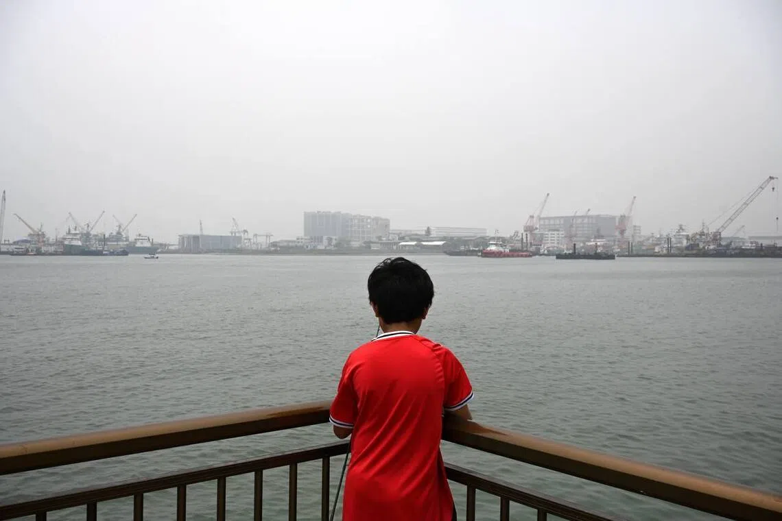 The haze as viewed from West Coast Park at about 1.40pm on Oct 10.