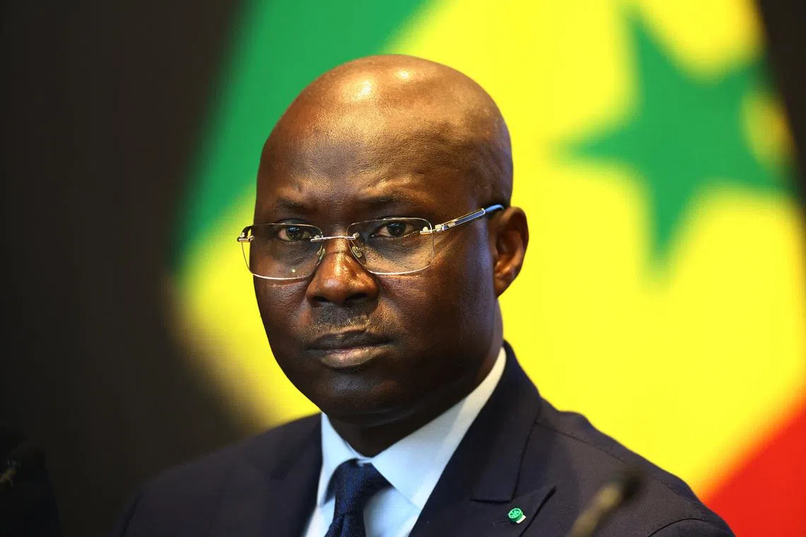 Soccer Football - Senegal lawyers give press conference on AFCON appeal case - The Court of Arbitration for Sport, Paris, France - March 26, 2026 Abdoulaye Fall, president of Senegalese football federation during the press conference REUTERS/Abdul Saboor
