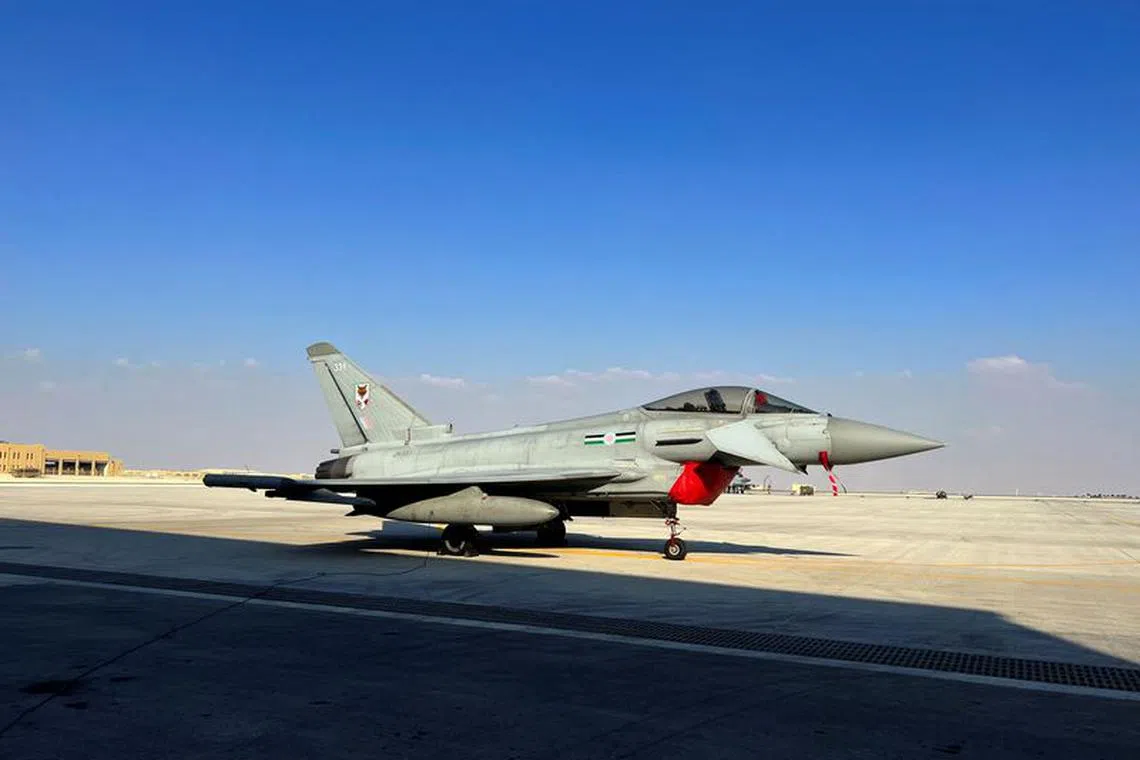 Soccer Football - FIFA World Cup Qatar 2022 - Dukhan Air Base, Lebraithat, Qatar - December 12, 2022 Eurofighter Typhoon at Dukhan Air Base. REUTERS/Iain Axon/File Photo